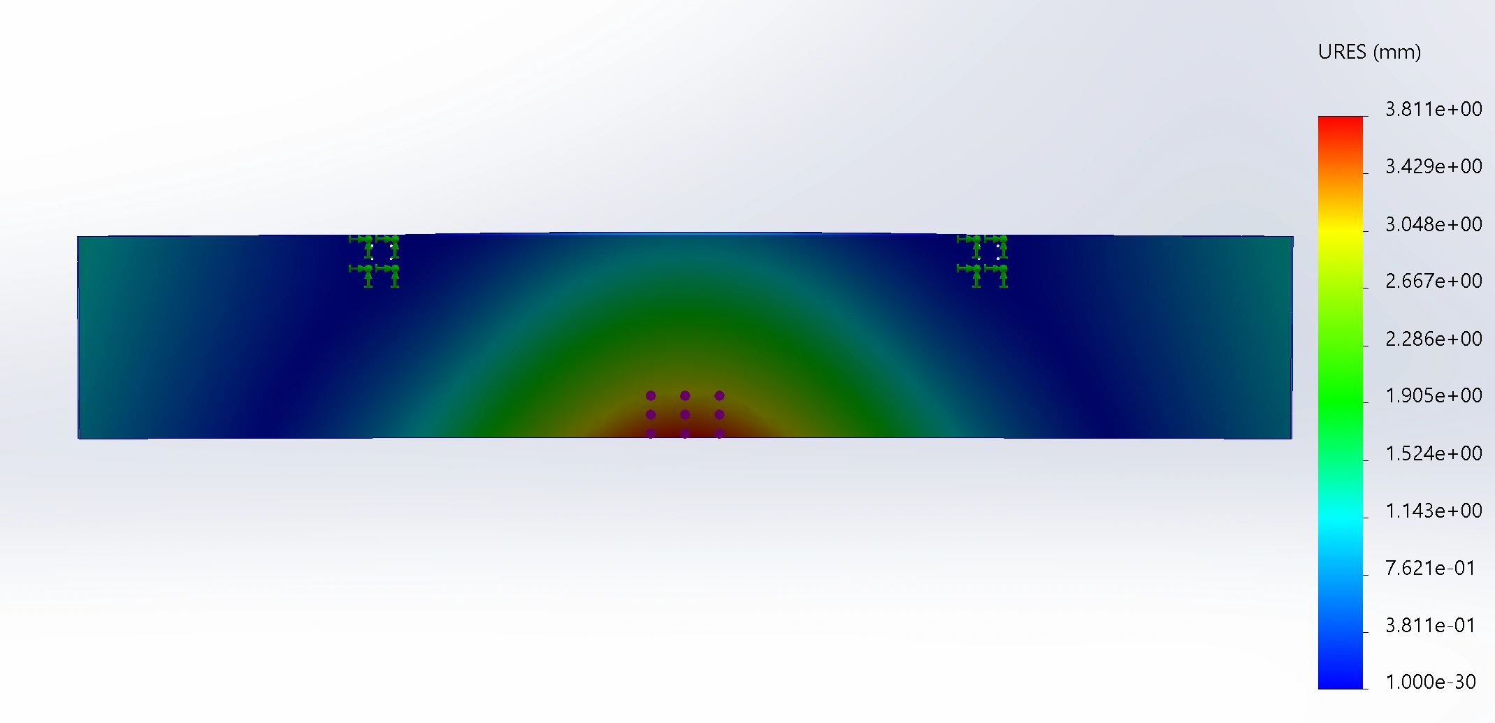 FEA deflection plot of the guard from simulated impact