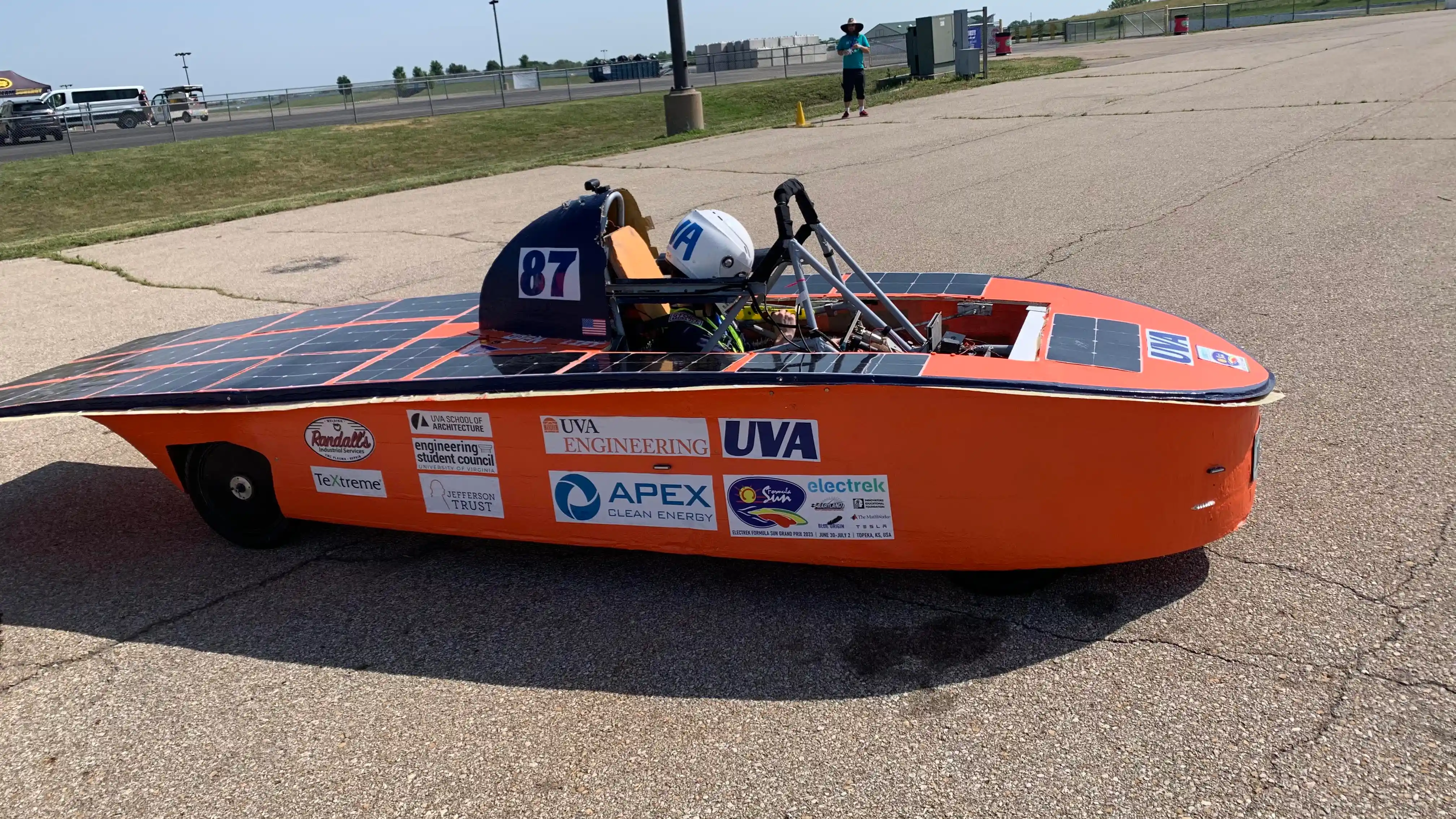 Solar car team at the track after competition